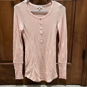 Splendid Women's Pink Thermal Henley Top